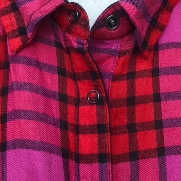 Free People Pacific Dawn Plaid Flannel Top - Picture 6 of 10